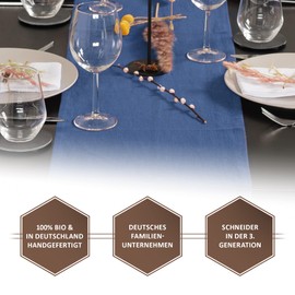 Chambry Table Runner 100% Linen Blue 30 cm x 135 cm Choice of Size and Colour Made in Germany Elegant High-Quality Table Linen ÖkoTex Certified