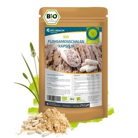 FP24 Health Bio Flohsamenschalen Kapseln 450 Stk - 3.660 mg je Portion - aus biologischem Anbau - indische Flohsamen hochdosiert - Hergestellt und geprüft in DE - Ballaststoffe