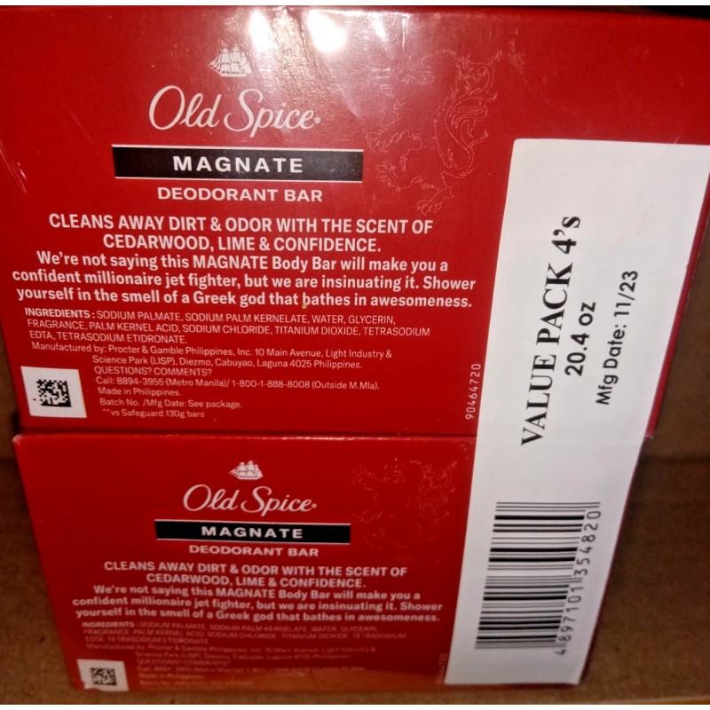 Old Spice Magnate Pack of 4 Deodorant Body Bar Soaps,