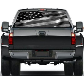 Black & White Flag Rear Window Decal Sticker Car Truck SUV Van 778, Regular