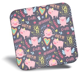 Destination Vinyl ltd Fridge Magnet - Cute Little Pink Piglets Pigs Pig Love for Office, Cabinet and Whiteboard, Magnetic Stickers, 44793