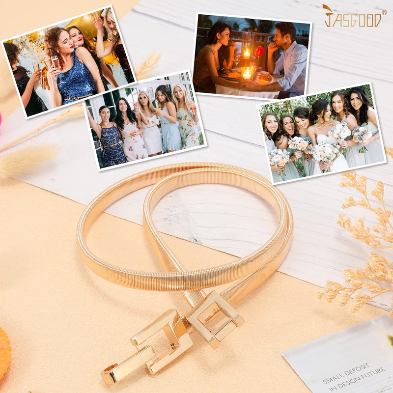JASGOOD Women's Thin Dress Belt Sash Belt Elastic Wedding Belt