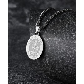 Qrisyya St Michael Pendant Saint Michael Necklace for Men Protection Catholic Religious Communion Confirmation Gifts for Men