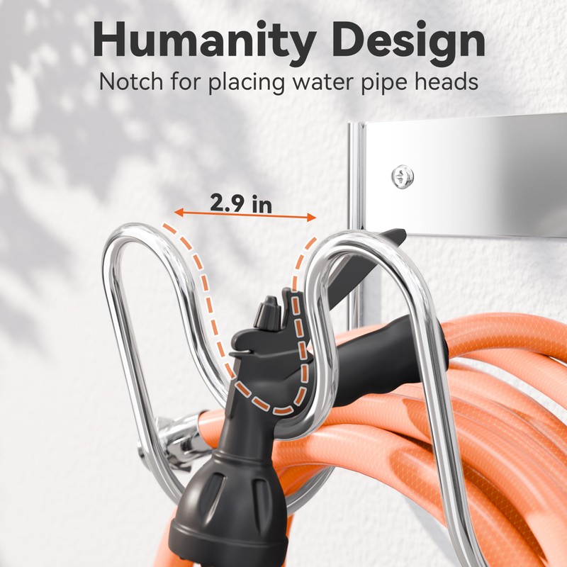 Josmimic Stainless Steel Garden Hose Holder - Extra Large Heavy
