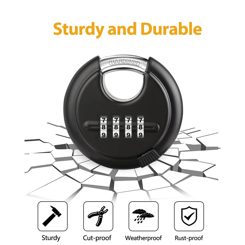 DAYGOS Heavy Duty Combination Padlock - Outdoor Stainless Steel Disc