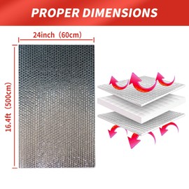 Aiglille Reflectix Insulation, 24 in W x 16.4 ft L Double Bubble Reflectix Thermal Foil Insulated for RV Window, Window Insulation for Summer Heat