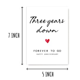 AKLDGifts Three Years Down Forever To Go Card - Third Happy Anniversary Card - 3 Years Wedding Keepsake Card - Sweet Card For Couple