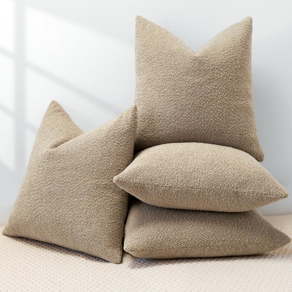 Sungeek Set of 4 Boucle Cushion Covers, Decorative Cushion Covers,