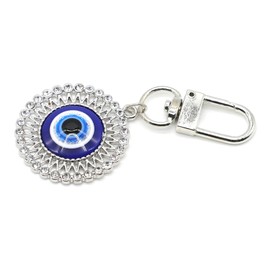 Jasimkiss Evil Eye Keychain Car Key Ring Bag Purse Good Luck Amulet protection Charm Keychain for Women Men (A)