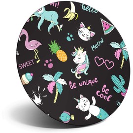 Destination Vinyl ltd Magnet for Refrigerator, Fridge - Cute Girl's Pattern Kitten Unicorn Pink for Office, Cabinet and Whiteboard, Magnetic Stickers, 44774