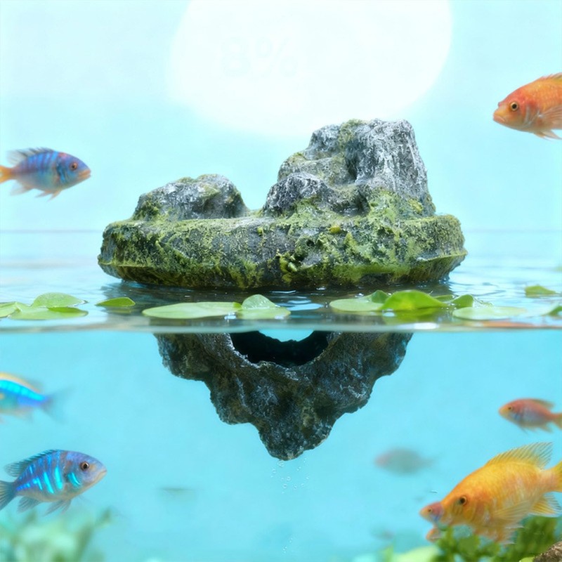 Aquarium Floating Island Decorations,Floating Fish Tank Decorations,Fisherman Aquarium Decor Island,for