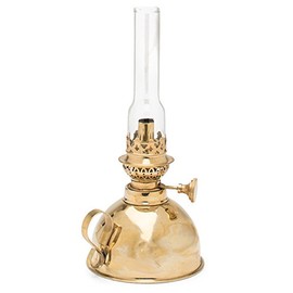 Kings County Tools Small Antique-Style Extra-Bright Oil Lamp | Brass Body with Glass Chimney | 4" Wide by 9" High