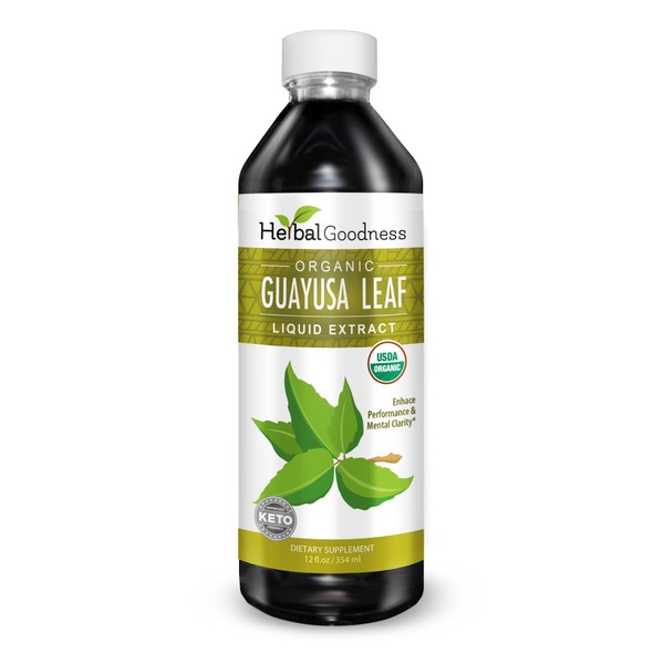 Guayusa Leaf Extract - Natural Caffeine Drink and Energy Supplements Coffee with Alternative Oxidative - Organic, Kosher -1(12oz) btl - Herbal Goodness