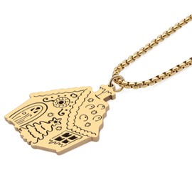 RAIDIN 18K Gold Silver Plated Stainless Steel Cute Christmas Necklace for Women Girls Fashion Jewellery Pendant Gifts for Holiday Party Decorations, Stainless Steel, No Gemstone