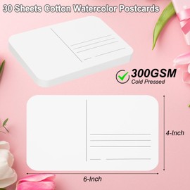 PATIKIL 50 Sheets Watercolor Postcards, 100% Cotton 4x6 Inch Blank Rounded Corners Water Color Paper Post Cards Cold Pressed for Mailing Art Painting Drawing, 140lb/300 GSM