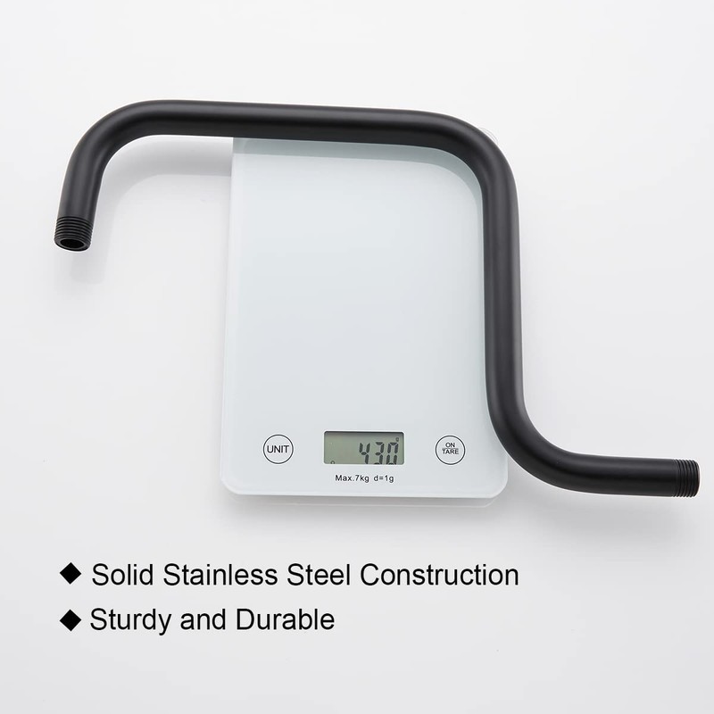 SEABEFORE 13" Gooseneck (S-Shape) Shower Arm Black Shower Head Extension