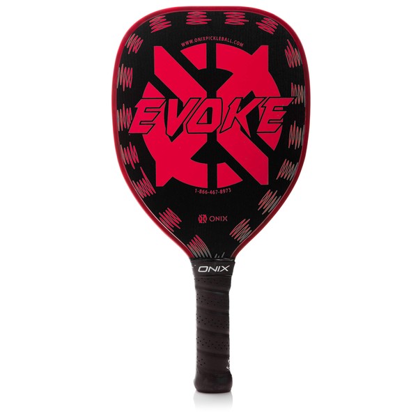 Onix Graphite Evoke Tear Drop Pickleball Paddle Features Tear Drop Shape, Polypropylene Core, and Graphite Face, Red