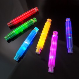 PRECORN Pop Tubes LED Fidget Toys Set – Sensorik Spielzeug für Kleinkinder in 6 Farben, buntes Party-Deko mit Knicklichter-Armbändern für Kindergeburtstag & mehr!