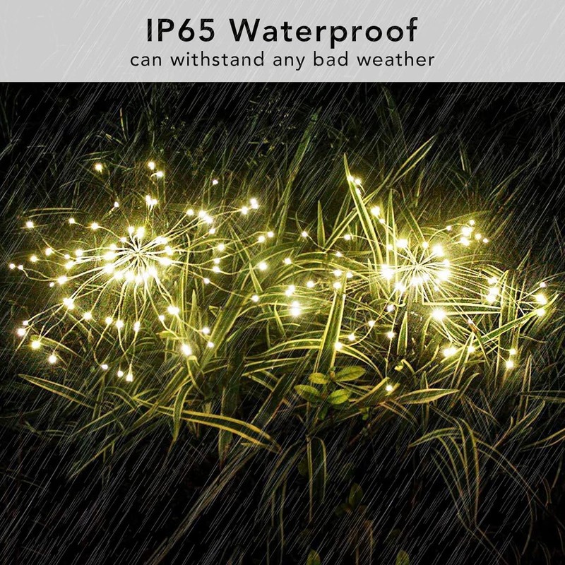 FOOING 4 Pcs Solar Garden Lights Solar Firework Lights, 480