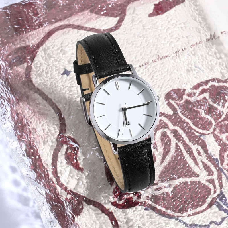 Anbeer 18mm Flat Thin Elegant Genuine Leather Watch Strap,Quick Release