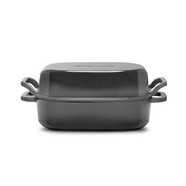 ROSSALLINI Signature Enameled Cast Iron Sourdough Bread Oven | Non-Stick with Tight Fitting Lid for Perfect Baking and Bread Making | 6QT Rectangle Oven With Lid [Oyster Grey]