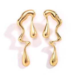 Teardrop Trendy Earrings Gold Plated Small Irregular Studs Lightweight Waterdrop Elegant Earrings Jewelry for Women