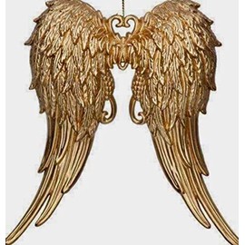 Gisela Graham Antique Gold Angel Wings Hanging Christmas Decoration