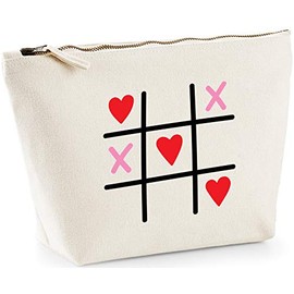Hippowarehouse Hearts and Crosses printed make up cosmetic wash bag 18x19x9cm