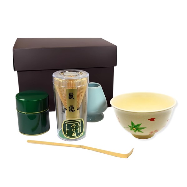 Okada-en Tea Utensils for Practice Set (Chawon/Kumojiki, Cherry Blossom, Momiji,