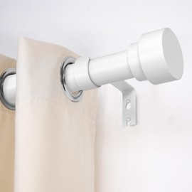 Curtain Rods for Windows 66 to 120, 1 Inch Adjustable White Extra Long Heavy Duty Curtain Rod, Modern Style Indoor Outdoor Window Drapery Rods with End Caps, Size 32" - 120"