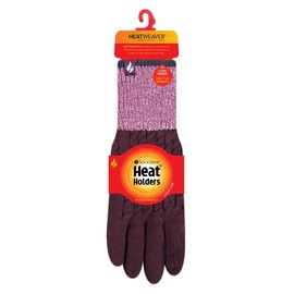 HEAT HOLDERS - Ladies Cute Striped Fairisle Warm Knitted Fleece Lined Winter Thermal Gloves (S/M, Mulberry (Kisdon))