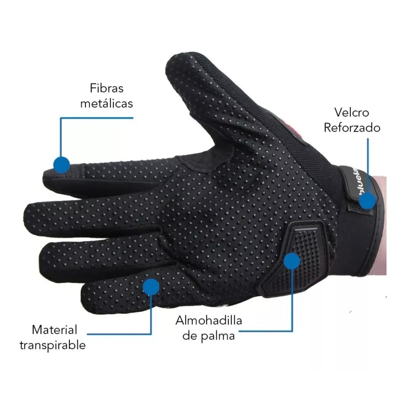 Bluelander Guantes Para Moto O Bicicleta Dedo Completo Negro-rojo