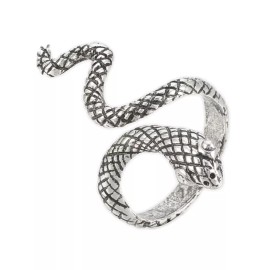 LZD Alloy Cuff Finger Ring Snake Antique Silver Size 9 Adjustable 19mm P402