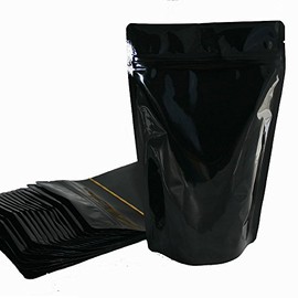 USPak Stand up Pouch 5.125"x 8.125"x 3.125"G Heavy Duty Metallized Black with Zip Lock Closure - Top Notch Food Storage Packaging Bag, 5 mil, 4 oz (200 Pcs)