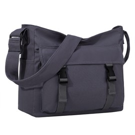 Canvas Messenger Bag,Lightweight Large Casual Crossbody Shoulder Hobo Bag for Women Men Work/Travel/College Gray