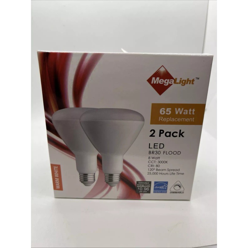 Megalight 8w LED Light Bulb 65w Replace Warm White Cct