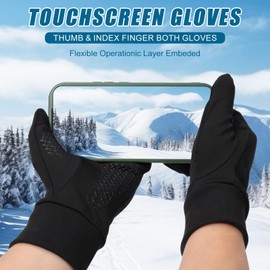 Running Gloves for Men Warm Liner Thermal Gloves Anti-slip Touch Screen Glove for Women Sport Walking Riding Driving Cycling (Black, L)