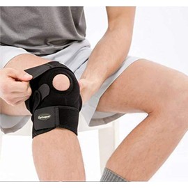 Knee Support Strap Hinged Knee Brace Stabiliser & Fully-Adjustable Neoprene wrap, Arthritic Pain Relief, Sports Injury Rehabilitation & Protection Against Reinjury Unisex (Black, Medium)