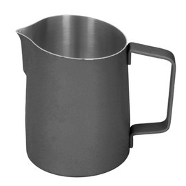 Milk Frothing Pitcher 500ml 304 Stainless Steel Milk Jug Beveled Coffee Steaming Creamer Cup with Dripless Spout and Scale for Cafe Kitchen Black