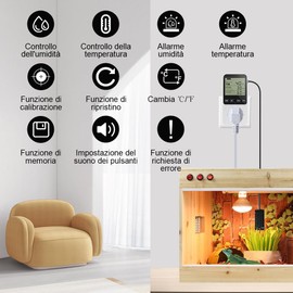 KETOTEK Temperature Controller/Humidity Controller Socket 230 V with Sensor