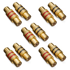 deleyCON 10 x RCA Coupler Set 5x Black 5x Red Audio Video Adapter RCA Female to RCA Female 2x RCA Female Connector