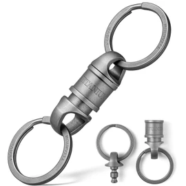 [TISUR] Titanium Key Ring 360° Swivel Connector Breakaway Quick Release Key Ring with Key Ring, Gray *1 (separated) + 2 titanium double ring