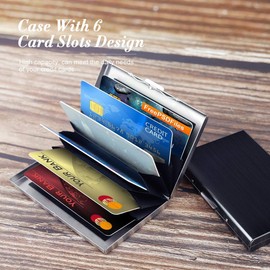 Stayoung Tarjetero para Tarjetas de Crédito, Delgado Billetera de Aluminio con Bloqueo RFID, 6 Ranuras, Negro, Unisex-Adultos