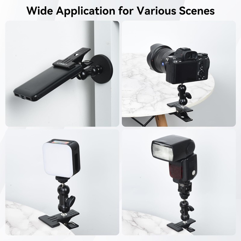 UTEBIT Dual Ball Head Cameras Clip for GoPro, with 1/4''