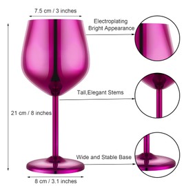 UNISWEET Stainless Steel Wine Glasses Set of 4 Unbreakable Purple Wine Glass 18 oz Unique Metal Wine Goblets for Outdoor, Travel, Camping, Pool, Ideal Gift for Wine Lovers