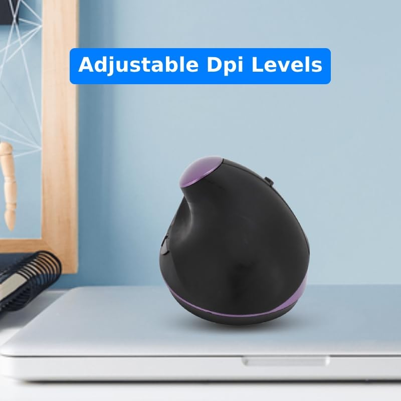 ASHATA Ratón Ergonómico para Diestros, dpi Ajustable, Ratón Vertical Inalámbrico