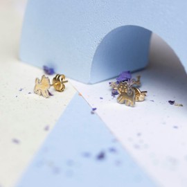 Carissima Gold Children's 9ct 2 Colour Gold Kitten Stud Earrings