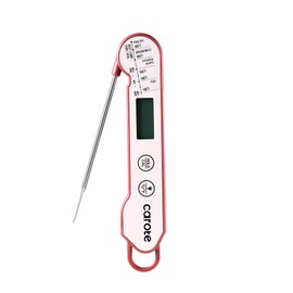 Carote Meat Thermometer Digital for Ultra-Fast Instant Read Grilling and Cooking Food thermometers Kitchen Gadgets Essentials, Deep Fry, BBQ, Grill(White/Red), LCD