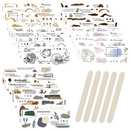 WANDIC 6 Styles 30 Pieces Rub On Stickers Set, Watercolour Stickers for Scrapbook, Diary, Cup, Diary, Craft, Decoration, DIY