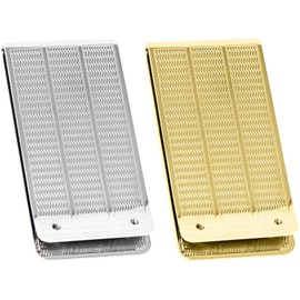 Set of 2 Chrome-Plated Stainless Steel Money Clip in Silver & Gold, Waves, Standard